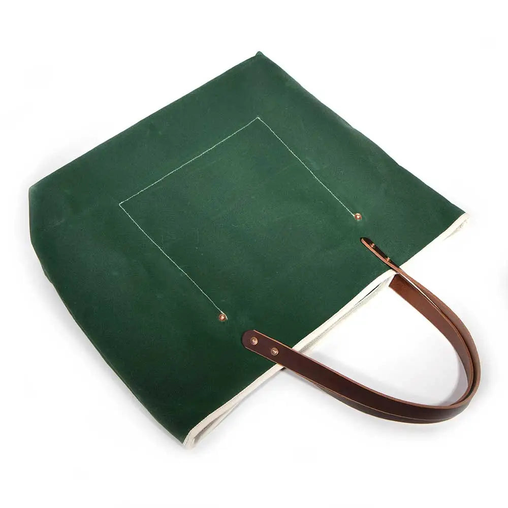 Waxed Canvas Tote - Tennis Green