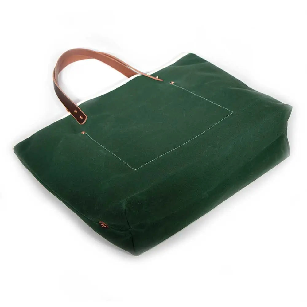 Waxed Canvas Tote - Tennis Green