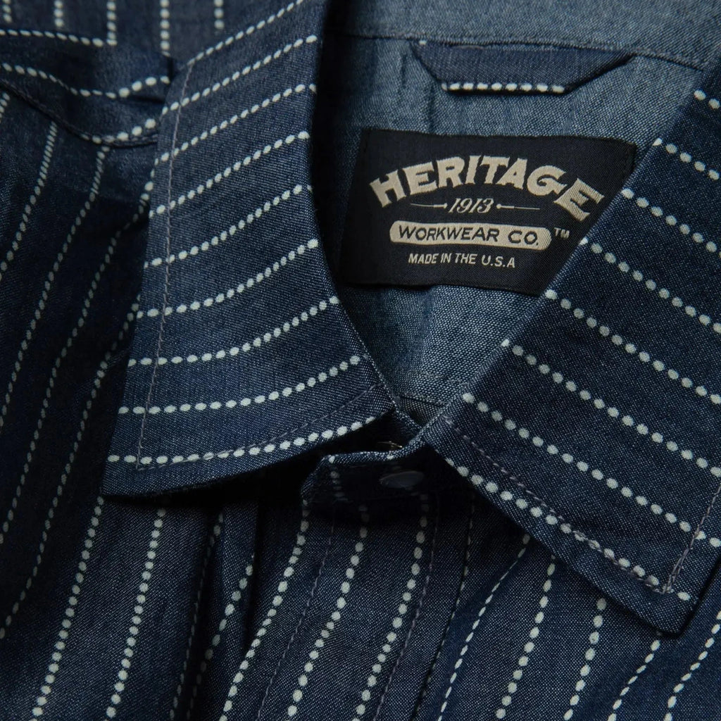 Indigo Beaded Stripe Shirt