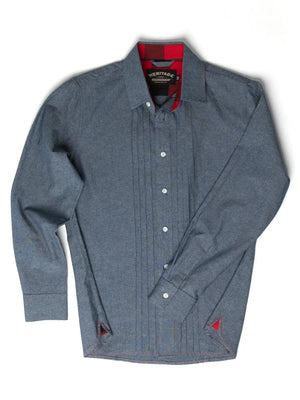 Pleated Front Chambray Shirt