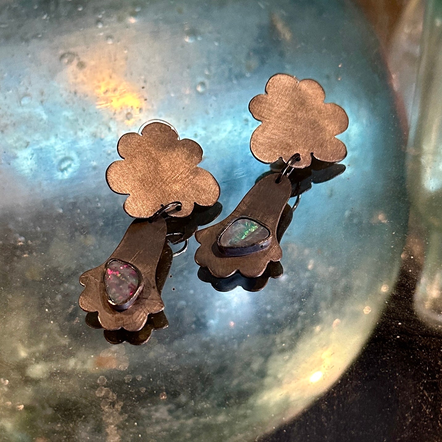 FLK # 460 Clouds W/Boulder Opal Earrings