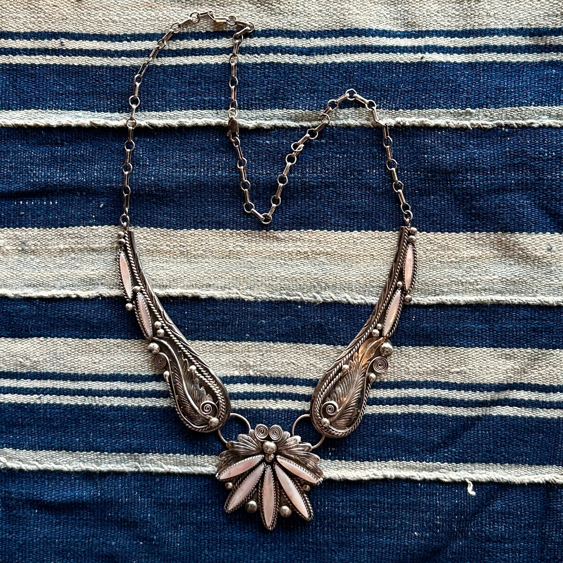 DM Vintage Sterling + Abolone Necklace