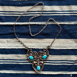 DM Vintage Sterling + Turquoise Filagree Necklace