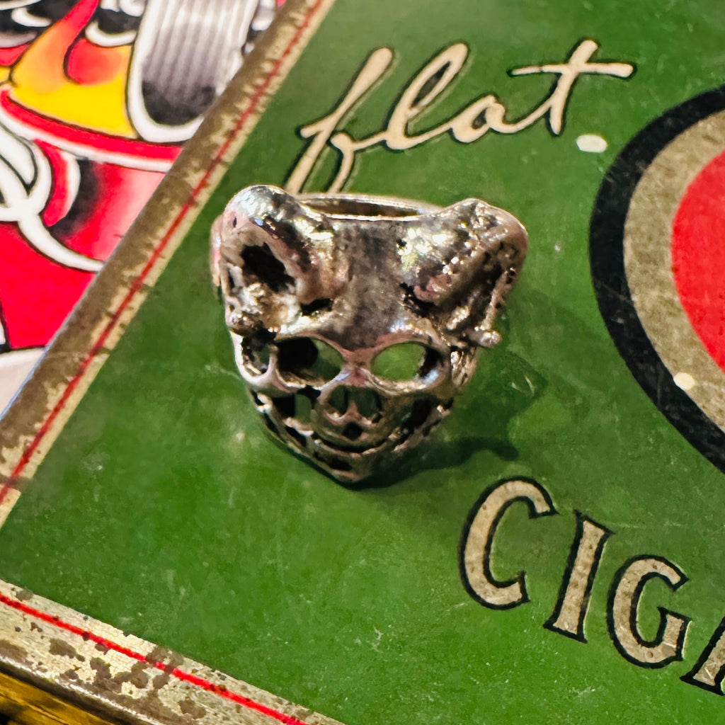 G&S Vintage Biker Ring Skull w/Horns