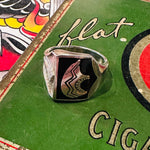 G&S Vintage Biker Ring Black Agate Bear