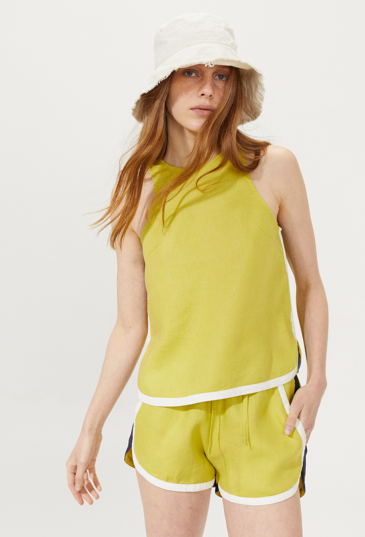 Anna Linen Top - Pistachio