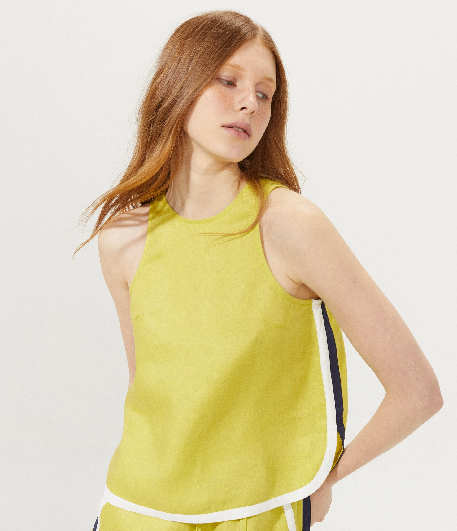 Anna Linen Top - Pistachio