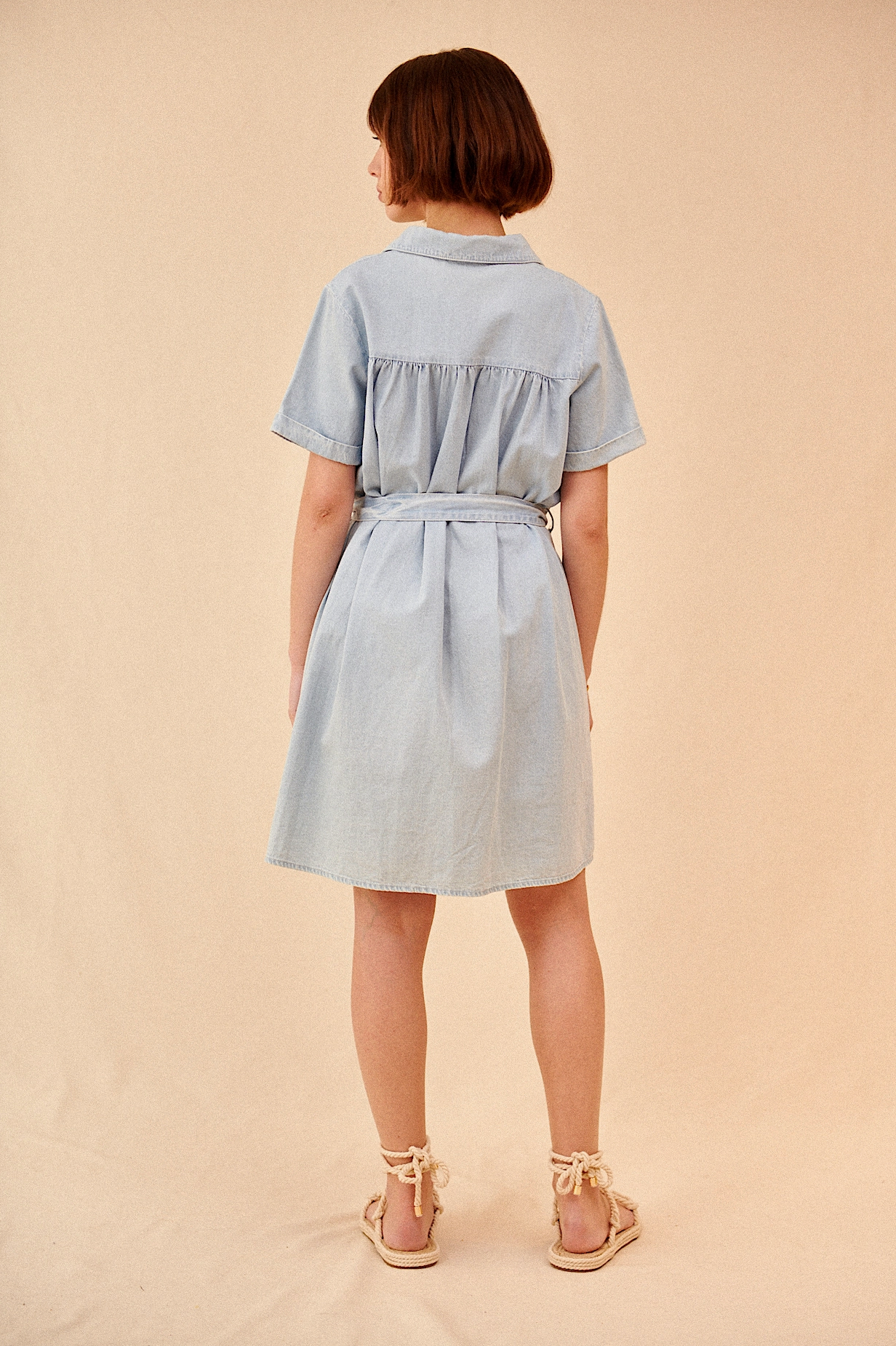 Short Sleeve Chambray Dress