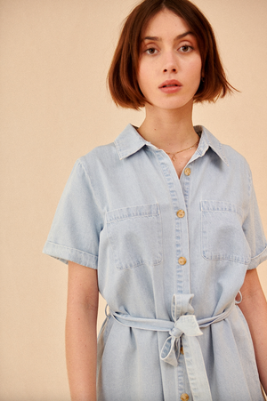 Short Sleeve Chambray Dress