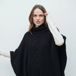 Aran Poncho - Black