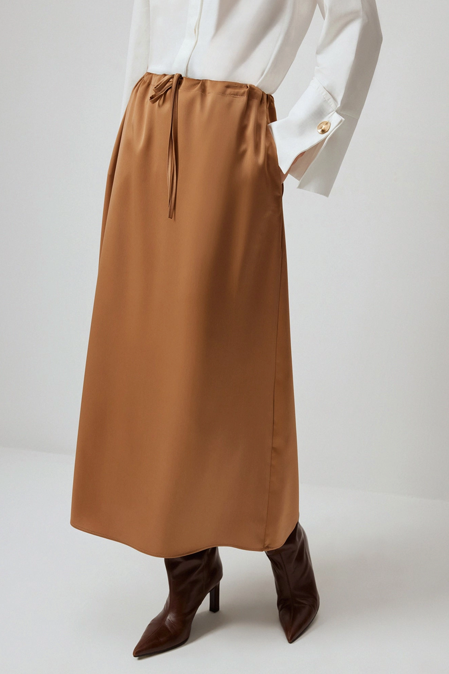 Satin Skirt - Camel