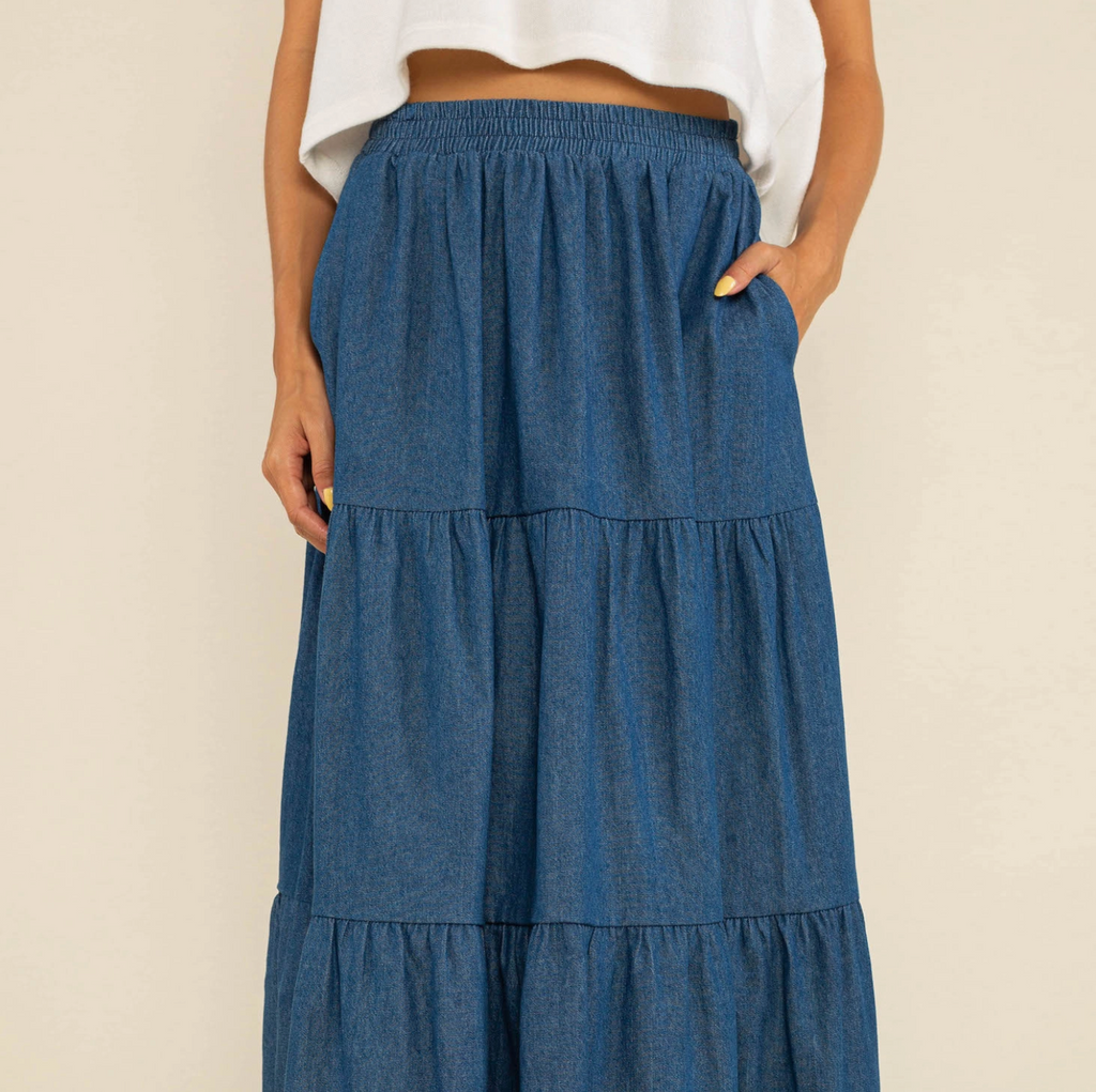 Tiered Denim Skirt