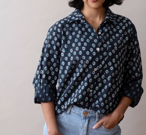 Pali Block Print Top - Navy