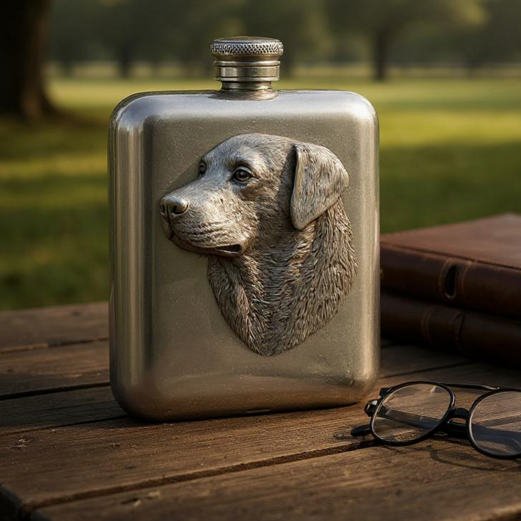 English Pewter Labrador Flask