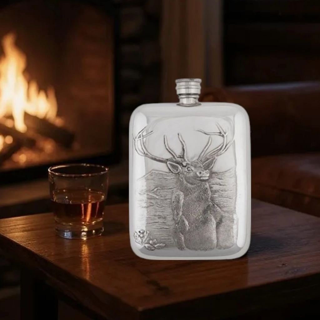 English Pewter Stag Flask