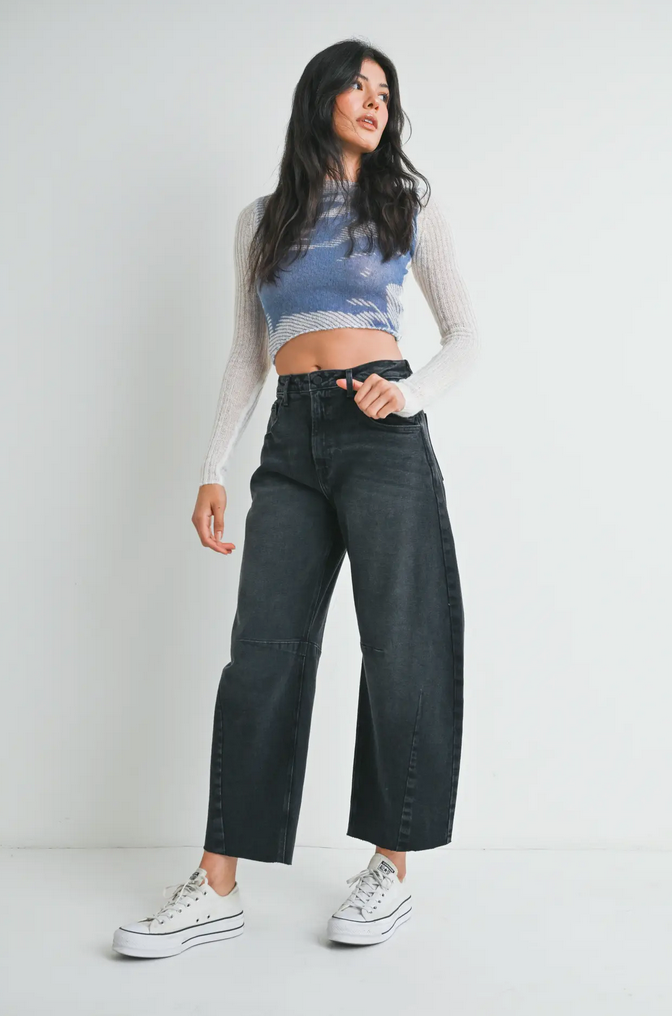 Black Barrel Jean W/Seam