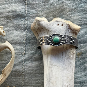 Vintage Sterling + Turquoise Stamped Cuff