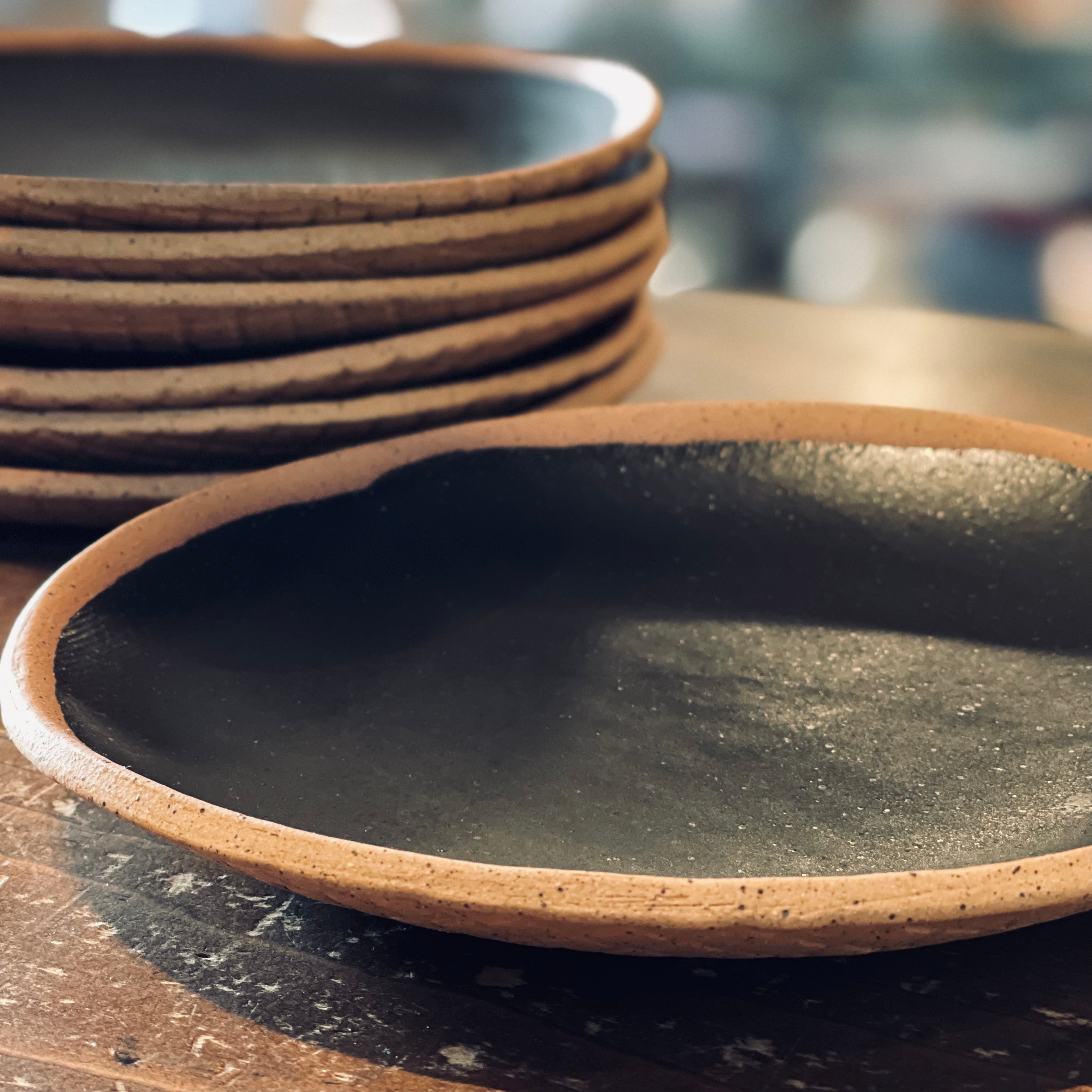 Black Ceramic Bowl + Plate