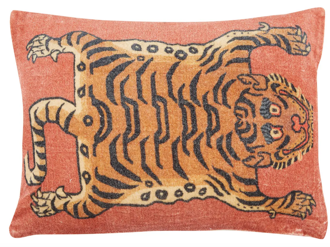 Tibetan Tiger Cushion Terracotta