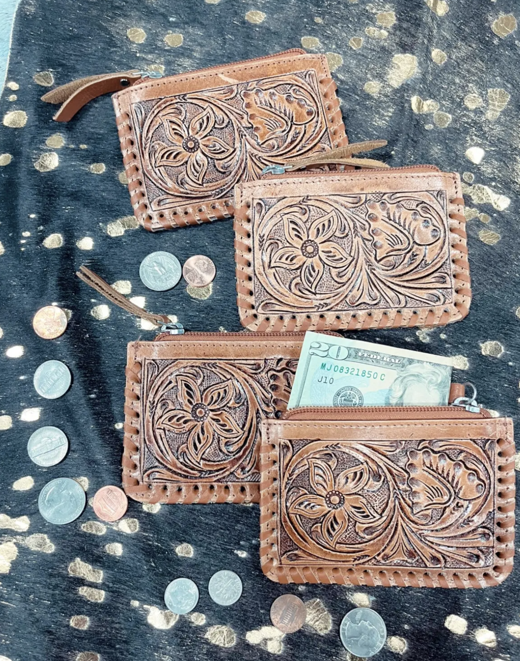 Tooled Leather Coin Purse
