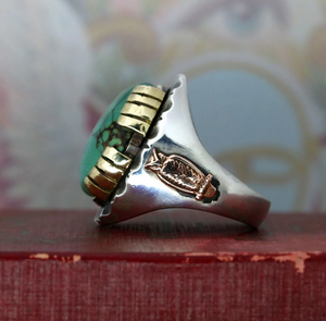 Oval Turquoise Mexican Biker Ring