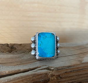 Ball Turquoise Mexican Biker Ring