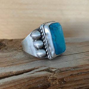 Ball Turquoise Mexican Biker Ring