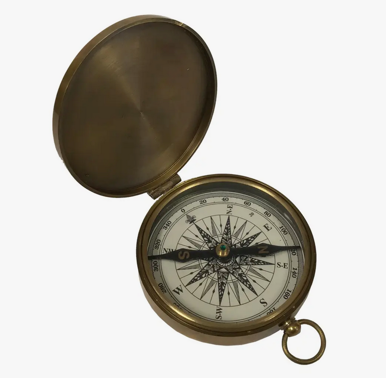 3" Antiqued Brass Compass